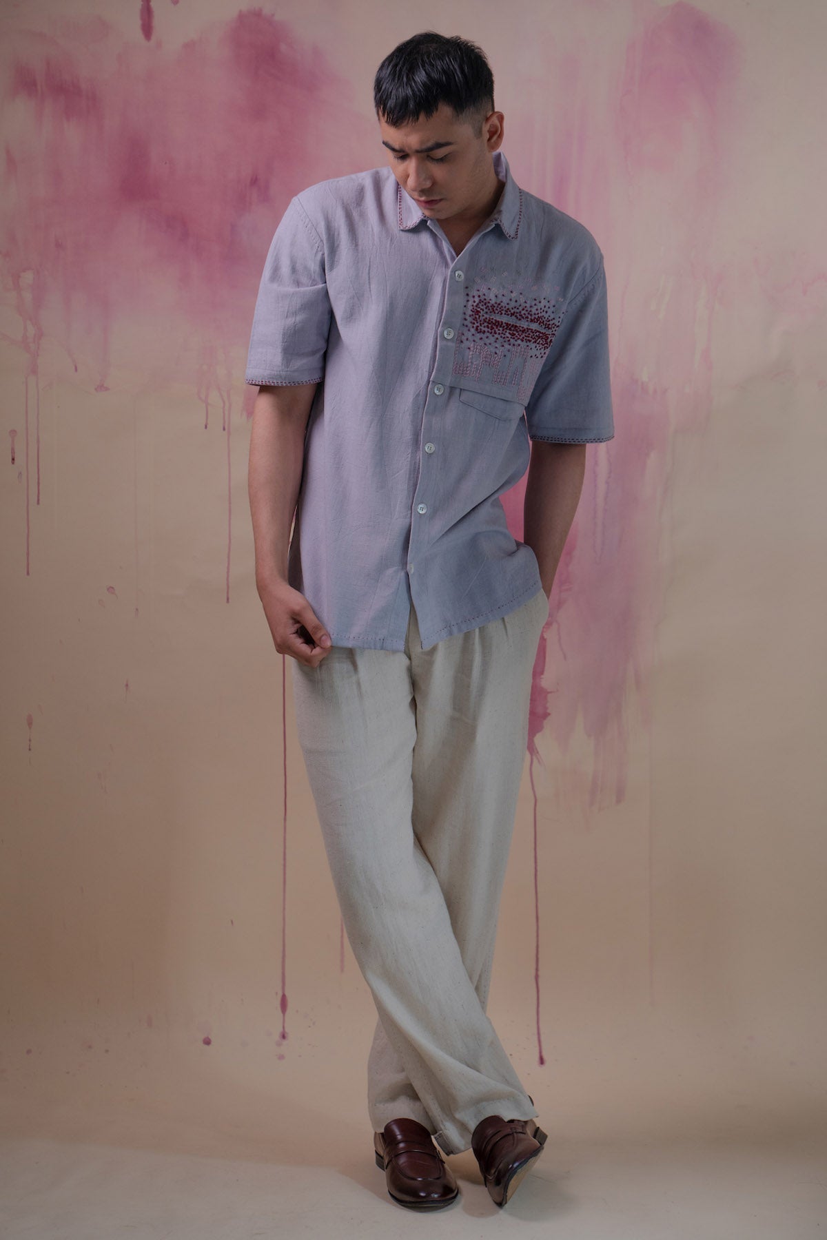 Buy Designer Grey Extra Flap Cotton Shirt By Lafaani